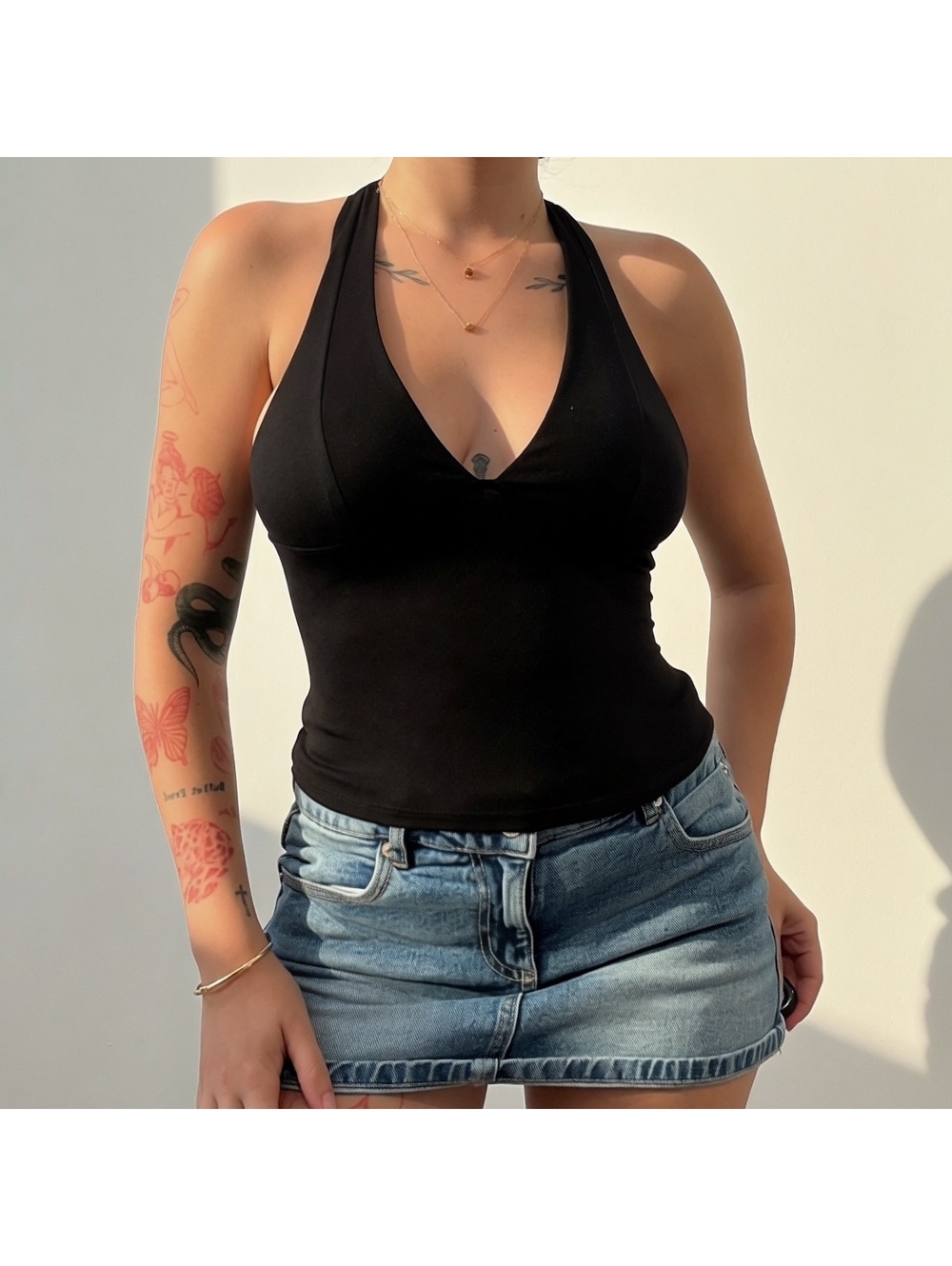 Free people black halter top